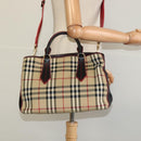 BURBERRY Nova Check Hand Bag Canvas 2way Beige Auth 116123V-26