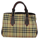 BURBERRY Nova Check Hand Bag Canvas 2way Beige Auth 116123V-13