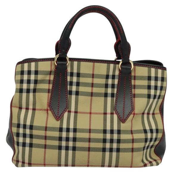 BURBERRY Nova Check Hand Bag Canvas 2way Beige Auth 116123V