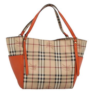 BURBERRY Nova Check Tote Bag PVC Beige Gold Auth 116125