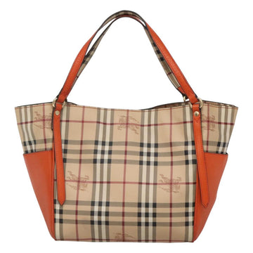 BURBERRY Nova Check Tote Bag PVC Beige Gold Auth 116125 - 0