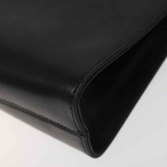 Salvatore Ferragamo Gancini Chain Shoulder Bag Leather Black Gold Auth 116128