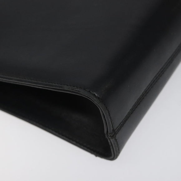 Salvatore Ferragamo Gancini Chain Shoulder Bag Leather Black Gold Auth 116128