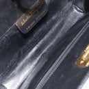 Salvatore Ferragamo Gancini Chain Shoulder Bag Leather Black Gold Auth 116128-16