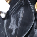 Salvatore Ferragamo Gancini Chain Shoulder Bag Leather Black Gold Auth 116128-19