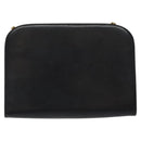 Salvatore Ferragamo Gancini Chain Shoulder Bag Leather Black Gold Auth 116128-3