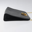 Salvatore Ferragamo Gancini Chain Shoulder Bag Leather Black Gold Auth 116128-4