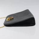 Salvatore Ferragamo Gancini Chain Shoulder Bag Leather Black Gold Auth 116128-5