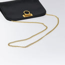 Salvatore Ferragamo Gancini Chain Shoulder Bag Leather Black Gold Auth 116128-7