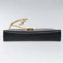 Salvatore Ferragamo Gancini Chain Shoulder Bag Leather Black Gold Auth 116128-9
