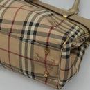 BURBERRY Nova Check Tote Bag PVC Beige Gold Auth 116135-9