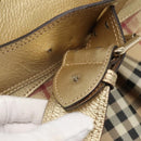 BURBERRY Nova Check Tote Bag PVC Beige Gold Auth 116135-10