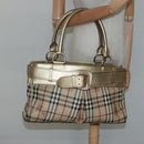 BURBERRY Nova Check Tote Bag PVC Beige Gold Auth 116135-24