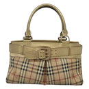 BURBERRY Nova Check Tote Bag PVC Beige Gold Auth 116135-13