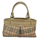 BURBERRY Nova Check Tote Bag PVC Beige Gold Auth 116135-2