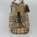 BURBERRY Nova Check Tote Bag PVC Beige Gold Auth 116135-3