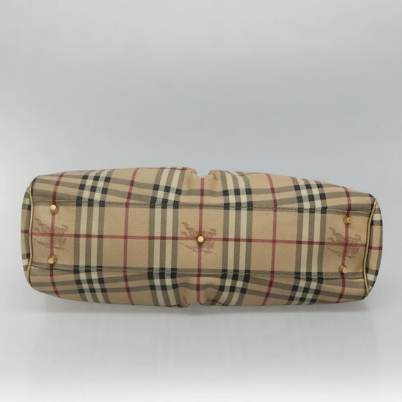 BURBERRY Nova Check Tote Bag PVC Beige Gold Auth 116135
