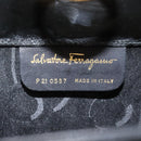 Salvatore Ferragamo Gancini Chain Shoulder Bag Patent Black Gold Auth 116139-12