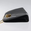 Salvatore Ferragamo Gancini Chain Shoulder Bag Patent Black Gold Auth 116139-4