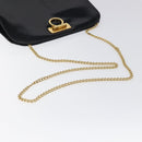 Salvatore Ferragamo Gancini Chain Shoulder Bag Patent Black Gold Auth 116139-7