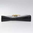 Salvatore Ferragamo Gancini Chain Shoulder Bag Patent Black Gold Auth 116139-9