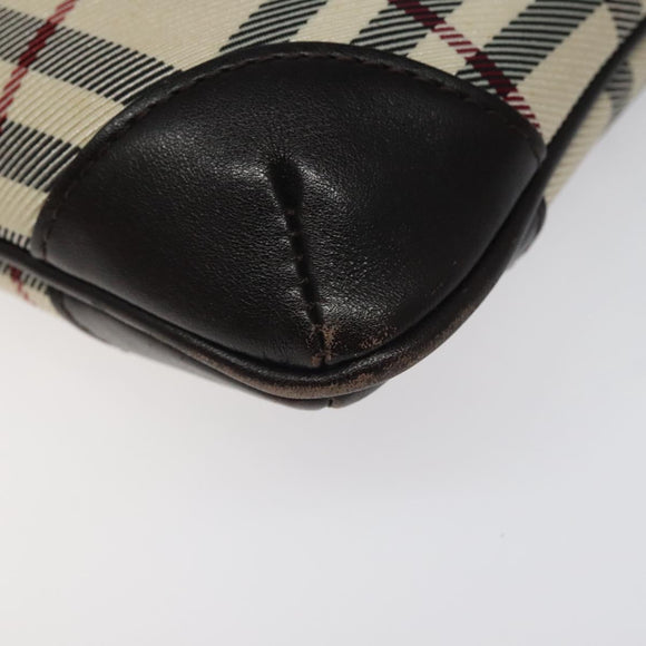 BURBERRY Nova Check Shoulder Bag Nylon Beige Brown Silver Auth 116145