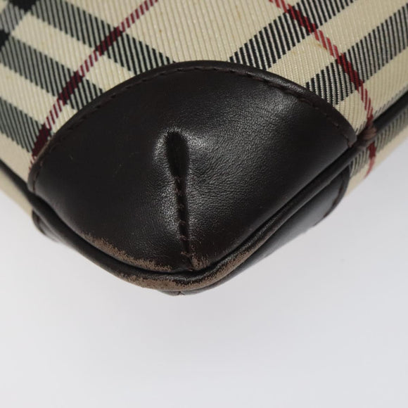 BURBERRY Nova Check Shoulder Bag Nylon Beige Brown Silver Auth 116145