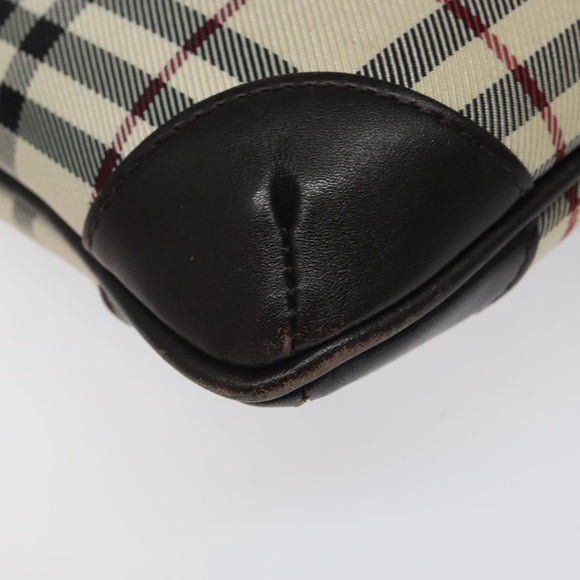 BURBERRY Nova Check Shoulder Bag Nylon Beige Brown Silver Auth 116145