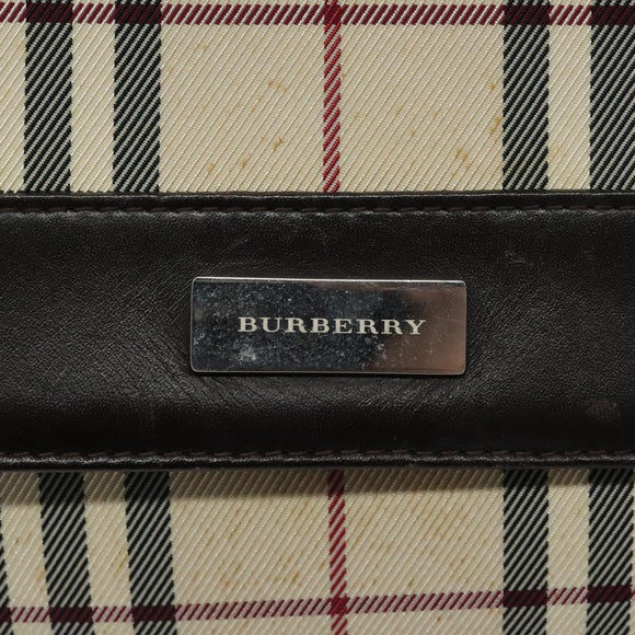 BURBERRY Nova Check Shoulder Bag Nylon Beige Brown Silver Auth 116145