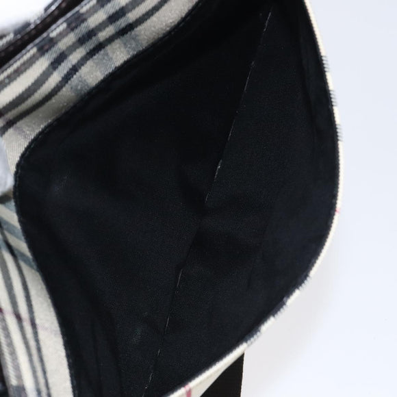 BURBERRY Nova Check Shoulder Bag Nylon Beige Brown Silver Auth 116145