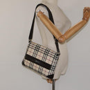 BURBERRY Nova Check Shoulder Bag Nylon Beige Brown Silver Auth 116145-21