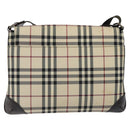 BURBERRY Nova Check Shoulder Bag Beige Brown Silver Auth 116145-2