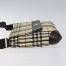 BURBERRY Nova Check Shoulder Bag Nylon Beige Brown Silver Auth 116145-5