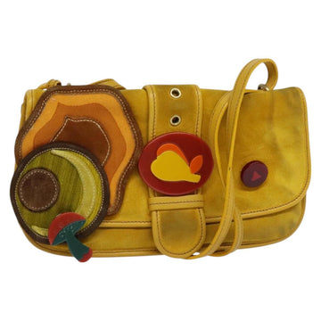 Miu Miu Shoulder Bag Suede Leather Yellow Auth 116150