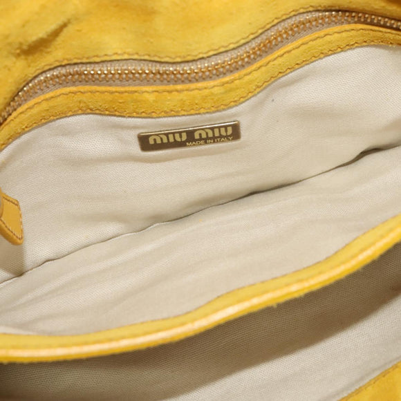 Miu Miu Shoulder Bag Suede Leather Yellow Auth 116150