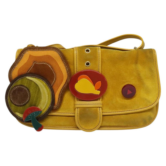 Miu Miu Shoulder Bag Suede Leather Yellow Auth 116150