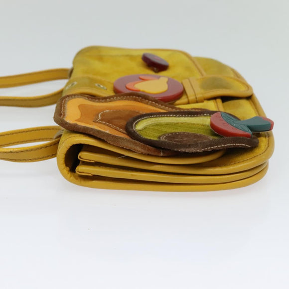 Miu Miu Shoulder Bag Suede Leather Yellow Auth 116150