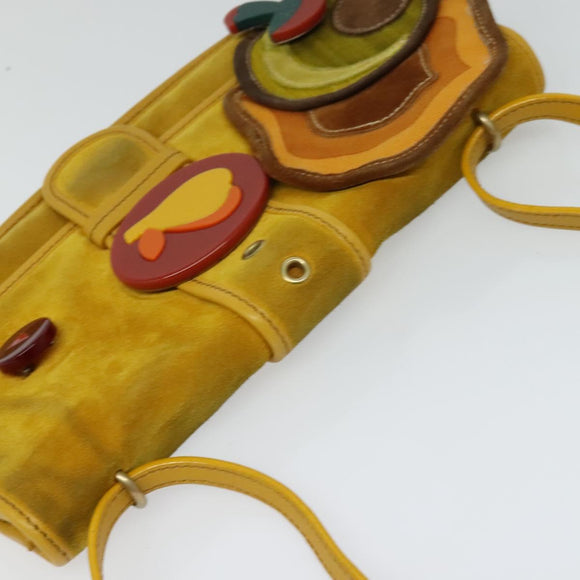Miu Miu Shoulder Bag Suede Leather Yellow Auth 116150