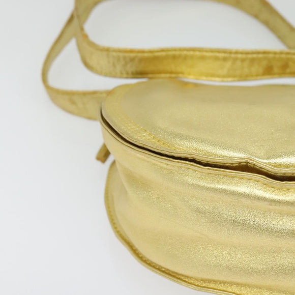 LOEWE Anagram Shoulder Bag Leather Gold Tone Auth 116175