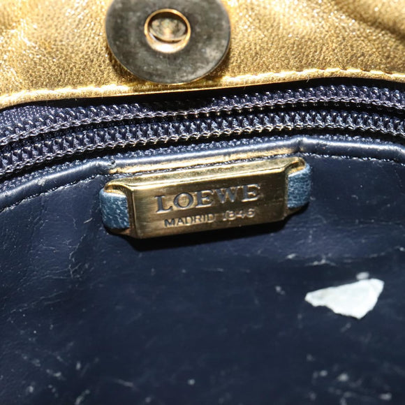 LOEWE Anagram Shoulder Bag Leather Gold Tone Auth 116175