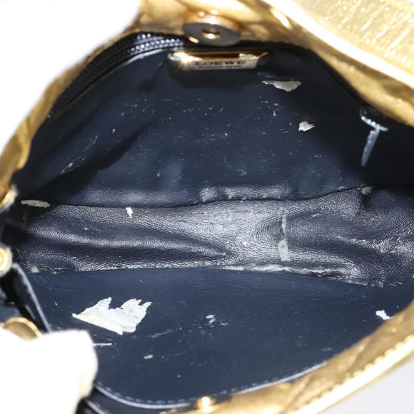 LOEWE Anagram Shoulder Bag Leather Gold Tone Auth 116175