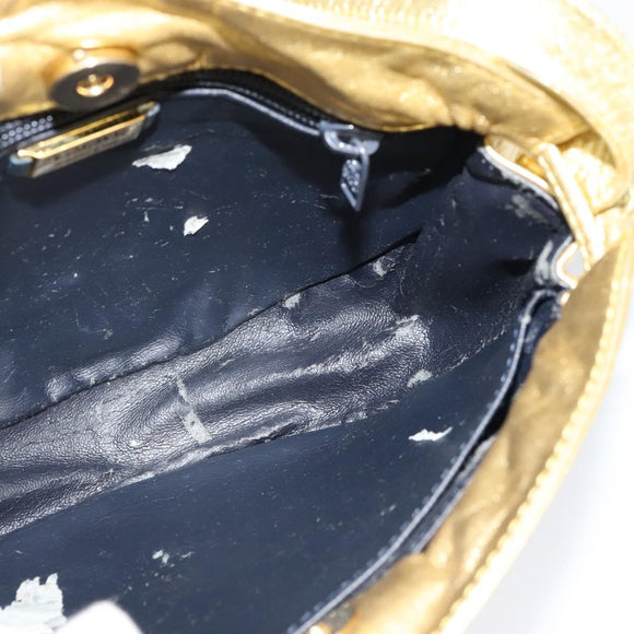 LOEWE Anagram Shoulder Bag Leather Gold Tone Auth 116175