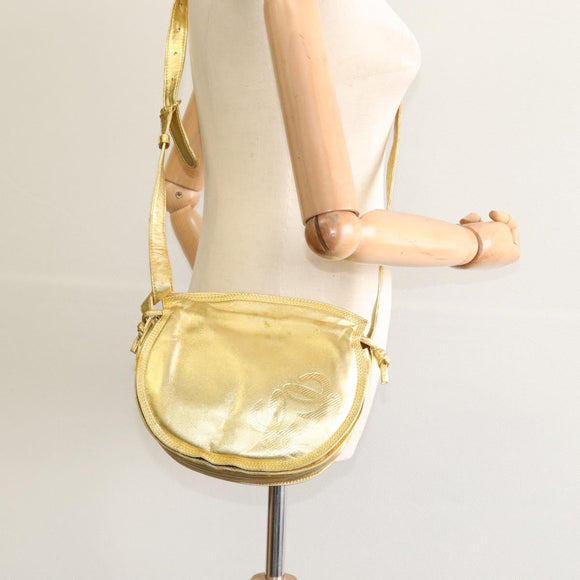 LOEWE Anagram Shoulder Bag Leather Gold Tone Auth 116175