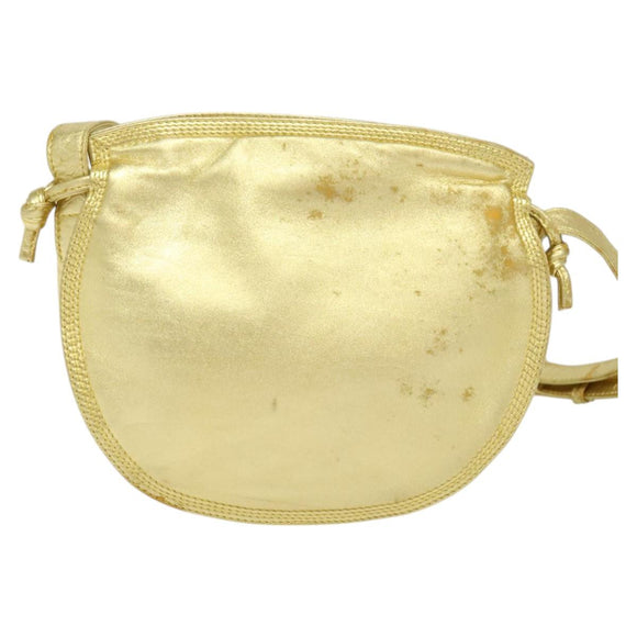 LOEWE Anagram Shoulder Bag Leather Gold Tone Auth 116175