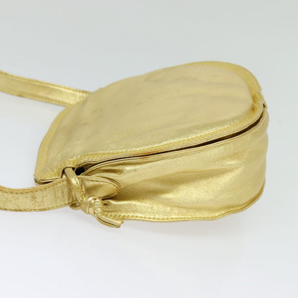 LOEWE Anagram Shoulder Bag Leather Gold Tone Auth 116175
