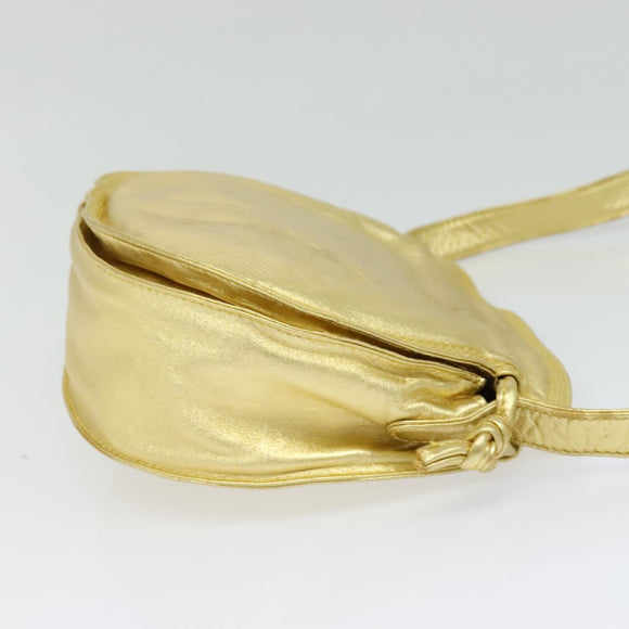 LOEWE Anagram Shoulder Bag Leather Gold Tone Auth 116175