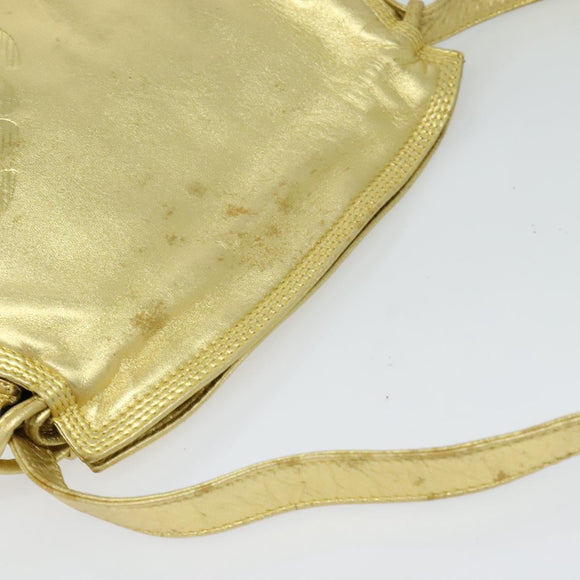 LOEWE Anagram Shoulder Bag Leather Gold Tone Auth 116175