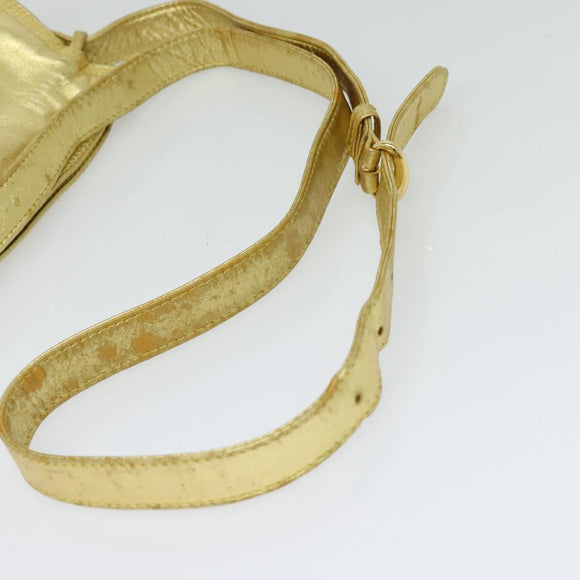 LOEWE Anagram Shoulder Bag Leather Gold Tone Auth 116175