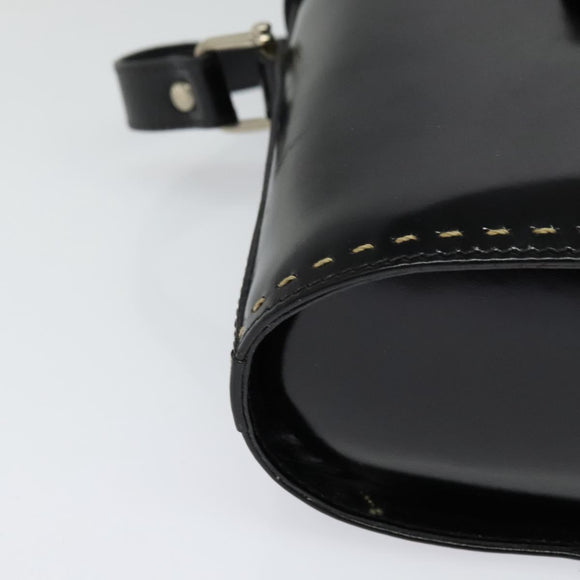 CELINE Shoulder Bag Patent leather Black Auth 116182