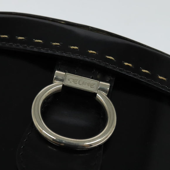 CELINE Shoulder Bag Patent leather Black Auth 116182